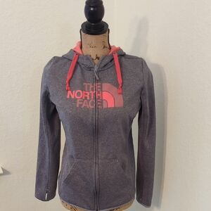 The North Face Women's Charcoal and Coral Hoodie